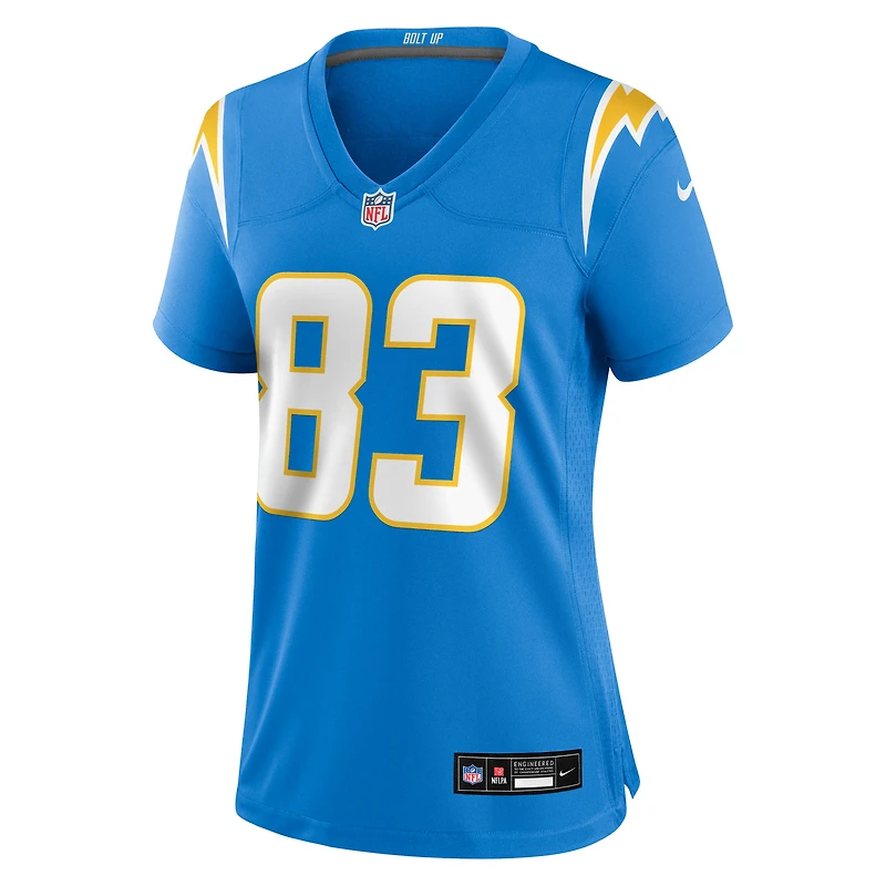 Maillot Nike Tyler Conklin bleu poudre pour femme des Los Angeles Chargers