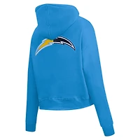 Sweat à capuche zippé avec logo Split Pro Standard bleu poudre pour femme des Los Angeles Chargers