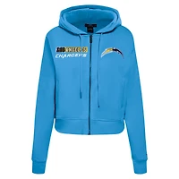 Sweat à capuche zippé avec logo Split Pro Standard bleu poudre pour femme des Los Angeles Chargers