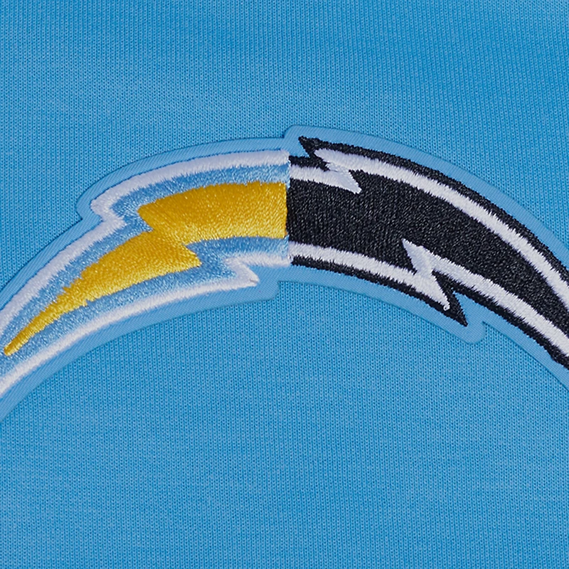 Sweat à capuche zippé avec logo Split Pro Standard bleu poudre pour femme des Los Angeles Chargers