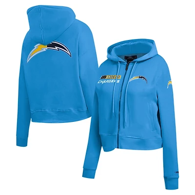 Sweat à capuche zippé avec logo Split Pro Standard bleu poudre pour femme des Los Angeles Chargers