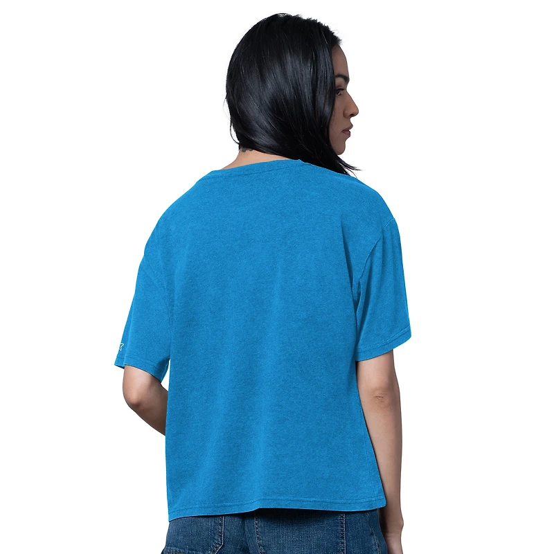 Women's Starter Heather Powder Blue Los Angeles Chargers Oversized Hall of Fame T-Shirt