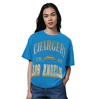 Women's Starter Heather Powder Blue Los Angeles Chargers Oversized Hall of Fame T-Shirt