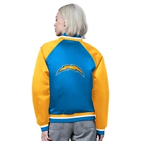 Women's Starter Powder Blue/Gold Los Angeles Chargers Satin Full-Snap Vintage Varsity Jacket
