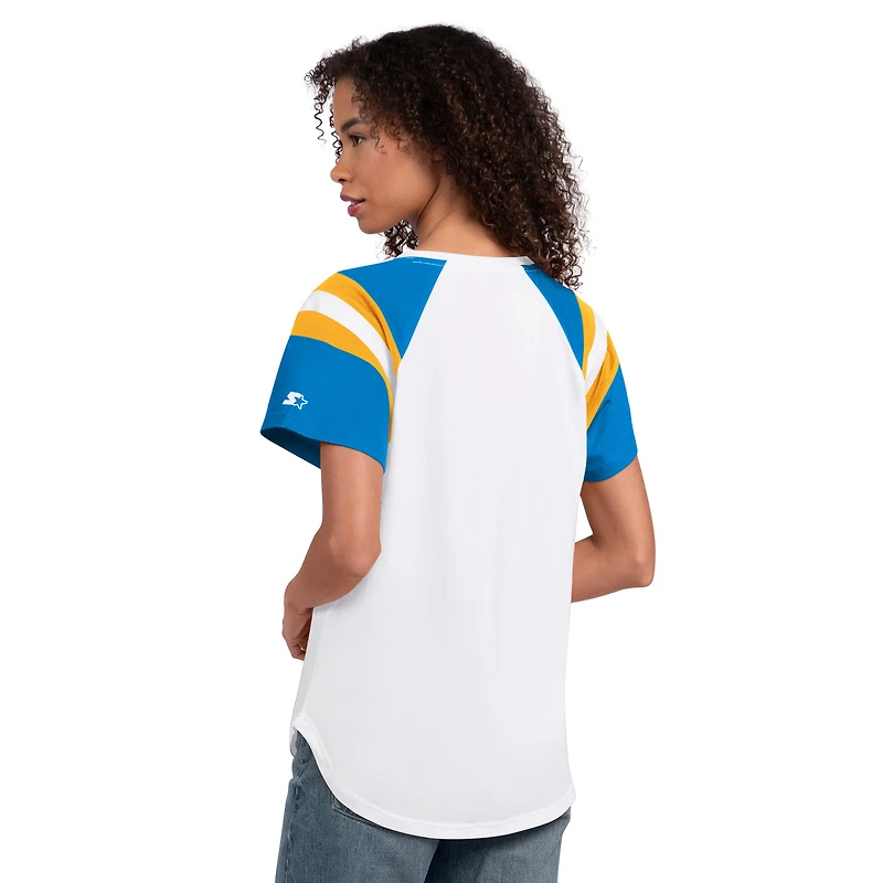 Women's Starter  White Los Angeles Chargers Game On Notch Neck T-Shirt