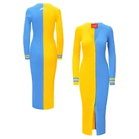 Robe pull boutonnée en tricot Shoko des Chargers de Los Angeles pour femme, or/bleu poudré