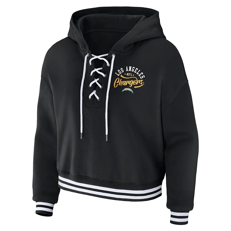 Sweat à capuche lacets noir Los Angeles Chargers pour femme WEAR by Erin Andrews