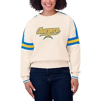 Women's WEAR by Erin Andrews  Cream Los Angeles Chargers Stripe Pullover Sweater