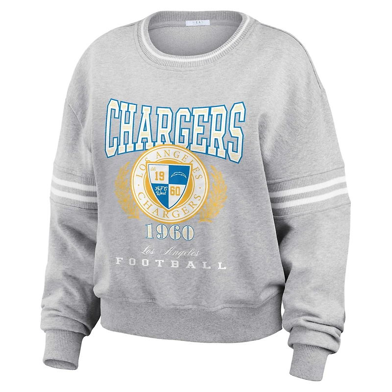 Sweat-shirt court gris chiné pour femme WEAR by Erin Andrews des Los Angeles Chargers