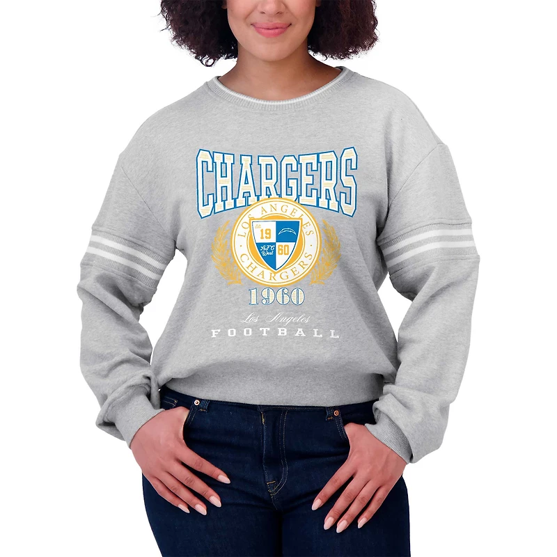 Sweat-shirt court gris chiné pour femme WEAR by Erin Andrews des Los Angeles Chargers