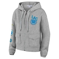 Women's WEAR by Erin Andrews Heather Gray Los Angeles Chargers Full-Zip Hoodie