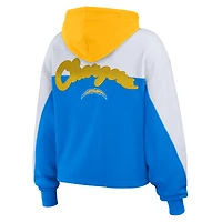 Women's WEAR by Erin Andrews Powder Blue/White Los Angeles Chargers Color Block Full-Zip Hoodie
