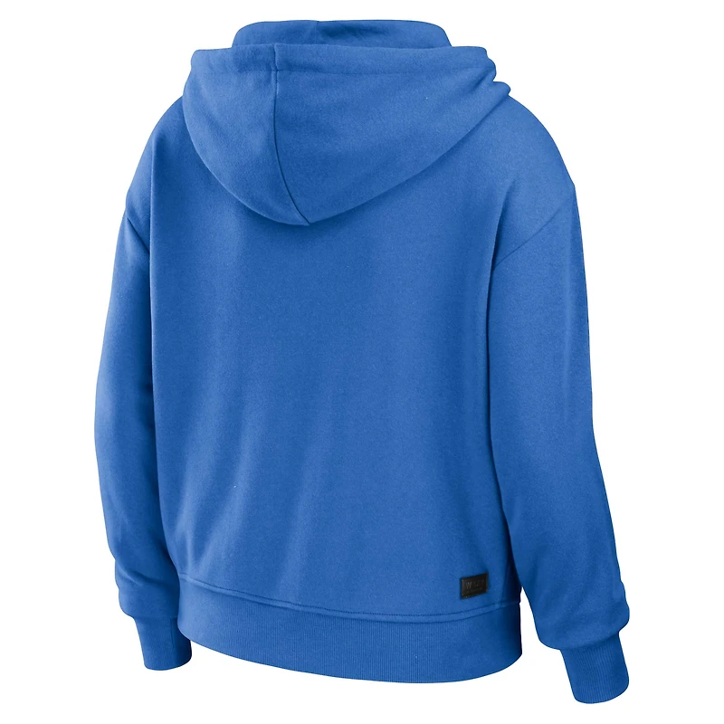 Sweat à capuche zippé court léger et modeste blocs de couleurs bleu poudre/blanc pour femme WEAR by Erin Andrews des Los Angeles Chargers