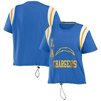 Women's WEAR by Erin Andrews Powder Blue Los Angeles Chargers Cinched Colorblock T-Shirt