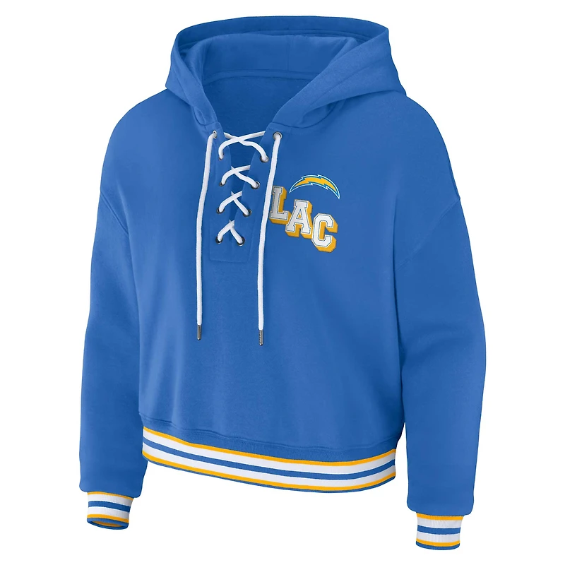 Sweat à capuche lacets bleu poudre Los Angeles Chargers pour femme WEAR by Erin Andrews