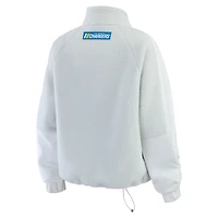 Women's WEAR by Erin Andrews White Los Angeles Chargers Polar Fleece Half-Zip Jacket