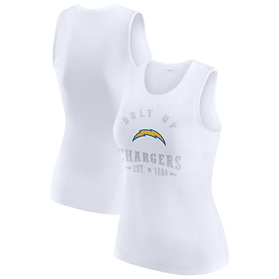 Women's WEAR by Erin Andrews  White Los Angeles Chargers Ribbed Graphic Tank Top