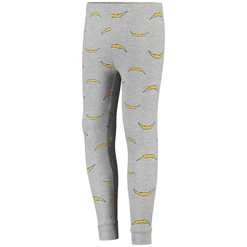Ensemble de nuit gris avec t-shirt à manches longues et pantalon Los Angeles Chargers pour jeune