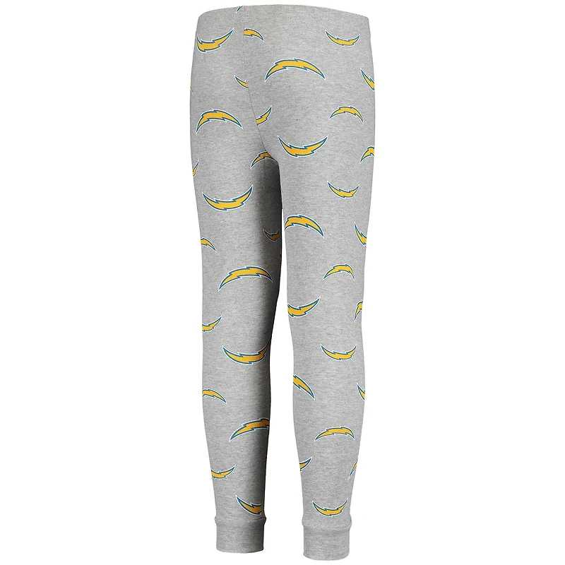 Ensemble de nuit gris avec t-shirt à manches longues et pantalon Los Angeles Chargers pour jeune