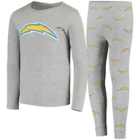 Ensemble de nuit gris avec t-shirt à manches longues et pantalon Los Angeles Chargers pour jeune
