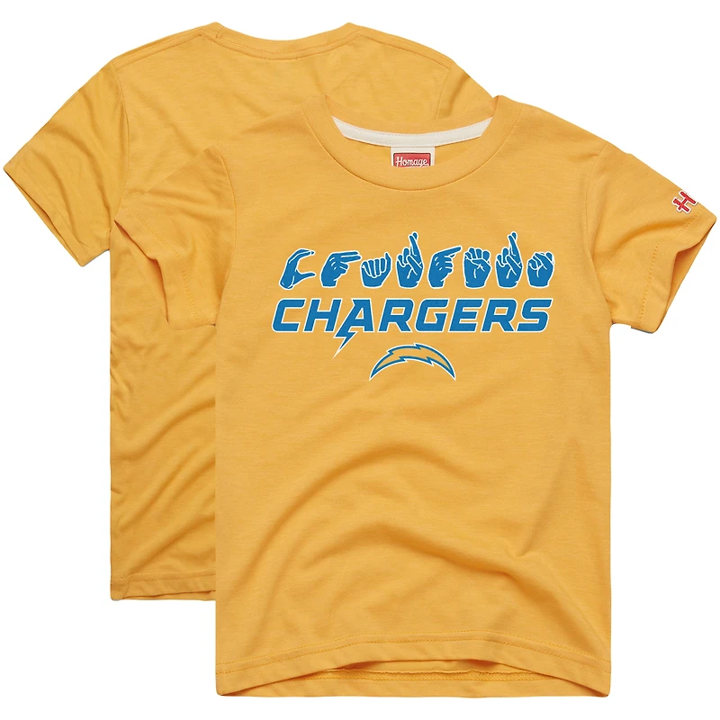 T-shirt Tri-Blend Love Sign x ASL 2.0 des Los Angeles Chargers, hommage aux jeunes