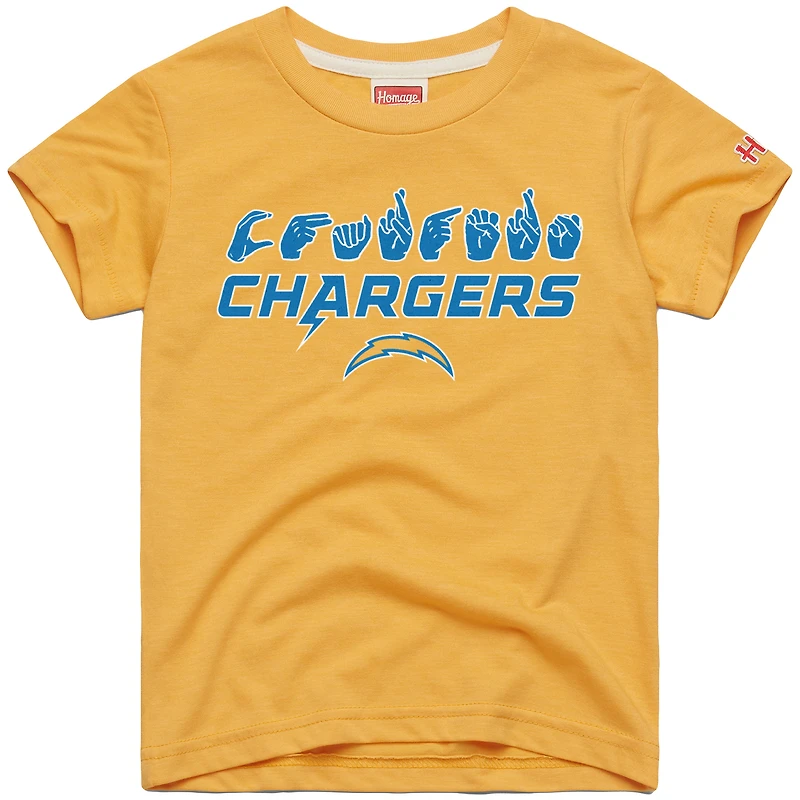 T-shirt Tri-Blend Love Sign x ASL 2.0 des Los Angeles Chargers, hommage aux jeunes