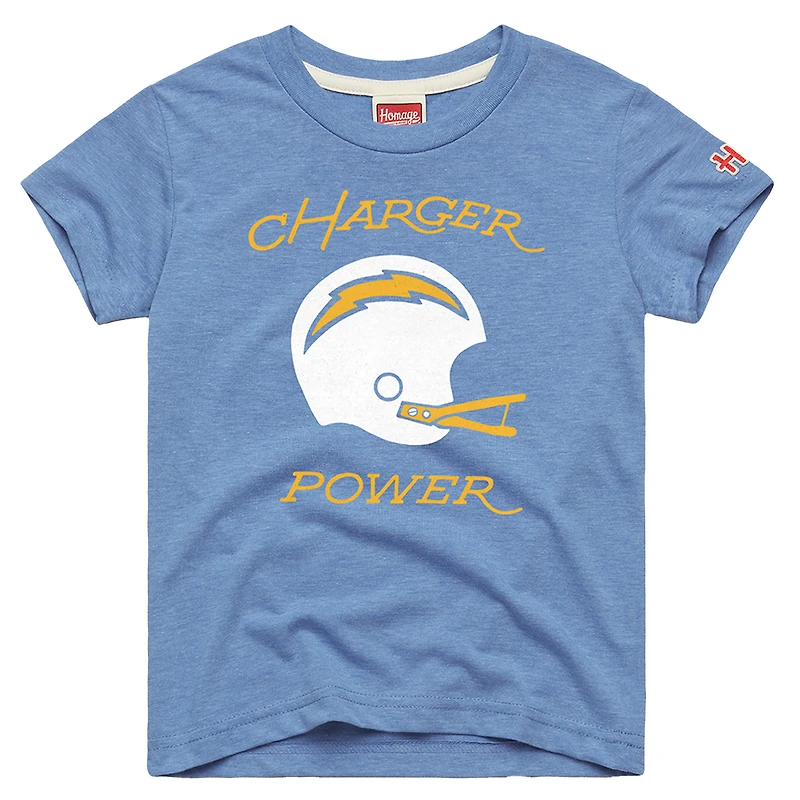 Youth Homage Powder Blue Los Angeles Chargers Charger Power Tri-Blend T-Shirt