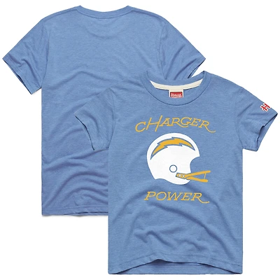 Youth Homage Powder Blue Los Angeles Chargers Charger Power Tri-Blend T-Shirt