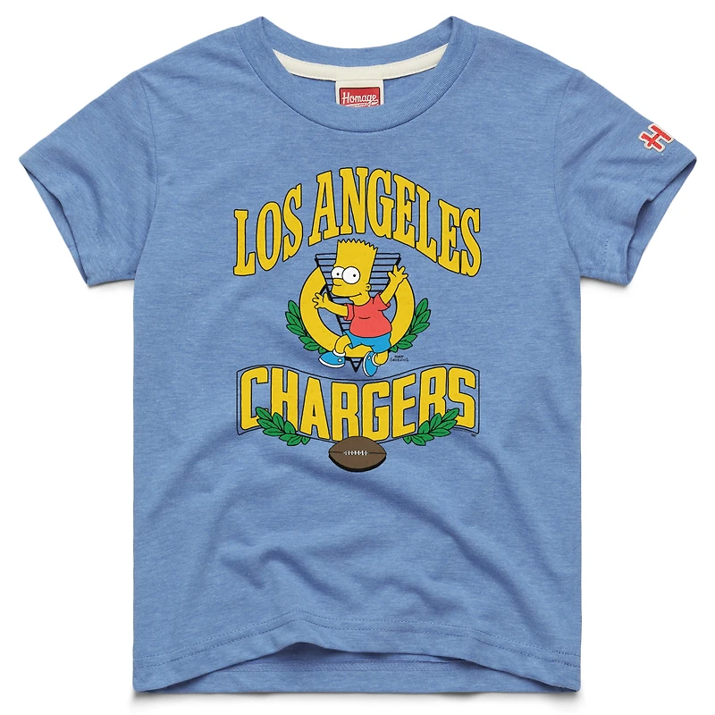 T-shirt bleu clair Tri-Blend Youth Homage x The Simpsons des Los Angeles Chargers
