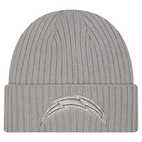 Bonnet tricoté à revers Los Angeles Chargers gris New Era pour jeunes
