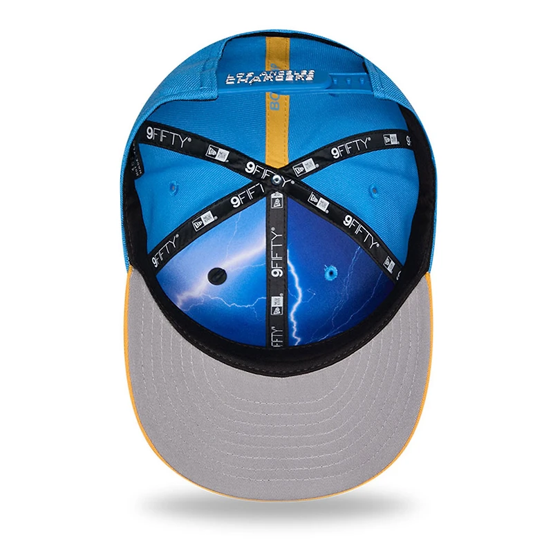 Casquette snapback New Era 9FIFTY pré-courbée bleu poudre/or Los Angeles Chargers, édition spéciale draft NFL 2026, pour jeunes