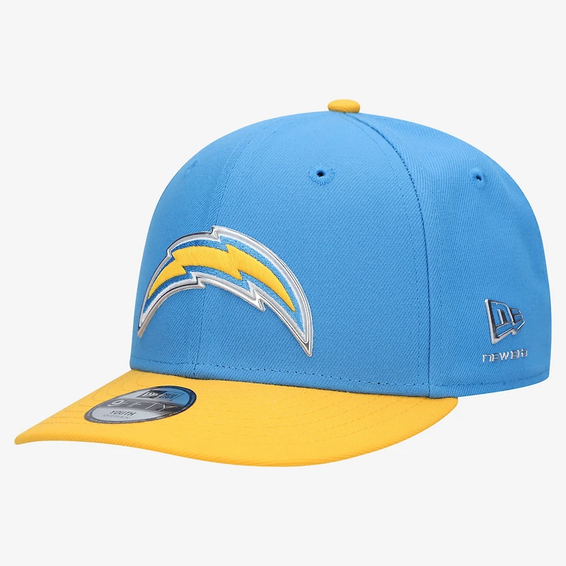 Youth New Era Powder Blue/Gold Los Angeles Chargers 2026 NFL Draft Pre-Curved 9FIFTY Snapback Hat