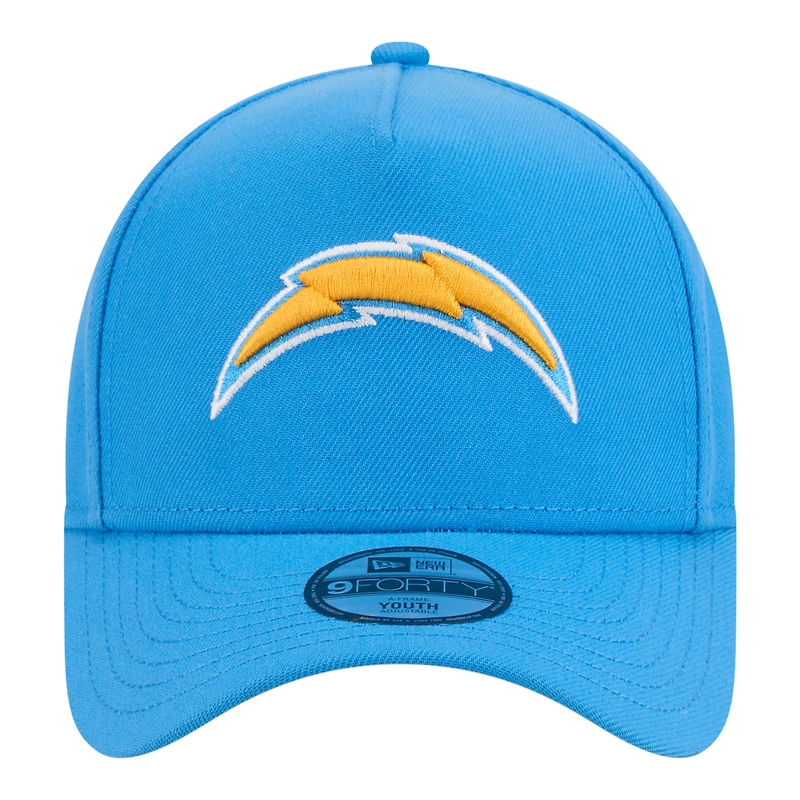 Casquette ajustable New Era 9FORTY A-Frame bleu poudre pour jeunes des Los Angeles Chargers