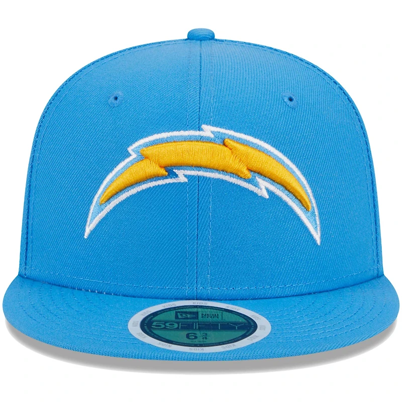 Youth New Era Powder Blue Los Angeles Chargers Main 59FIFTY Fitted Hat
