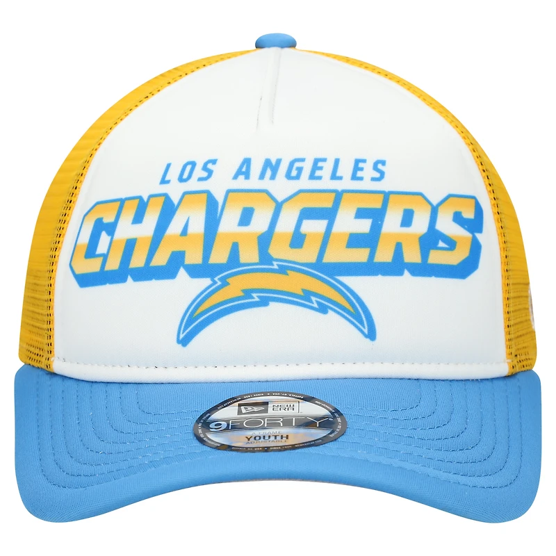 Youth New Era White/Powder Blue Los Angeles Chargers Streak 9FORTY A-Frame Adjustable Hat