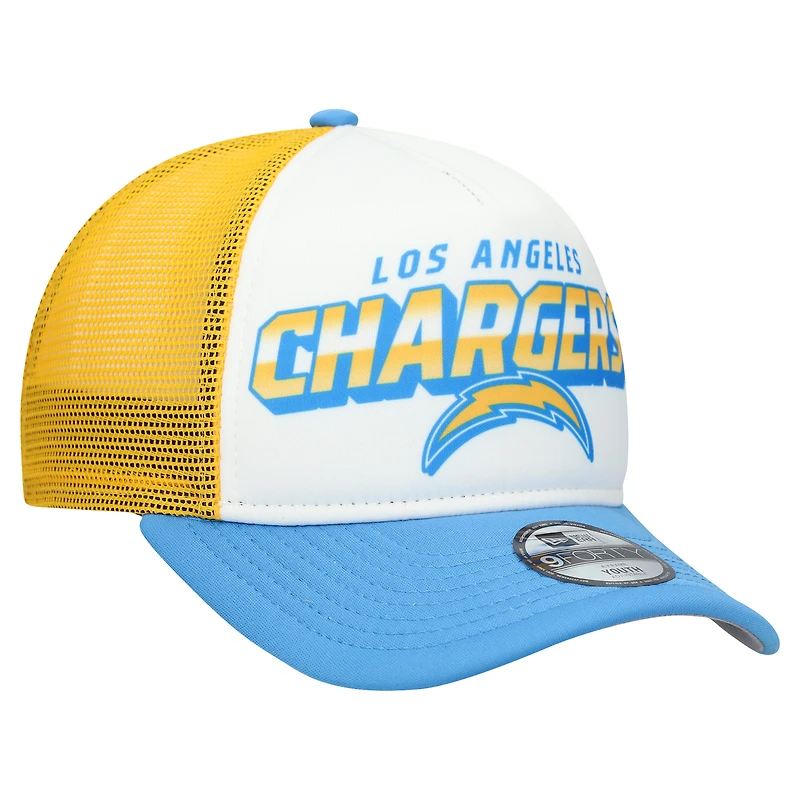 Youth New Era White/Powder Blue Los Angeles Chargers Streak 9FORTY A-Frame Adjustable Hat