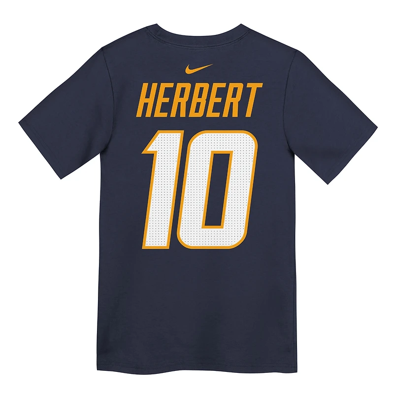 T-shirt Nike Justin Herbert bleu marine pour jeune, avec nom et numéro des Los Angeles Chargers