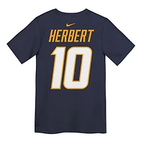 T-shirt Nike Justin Herbert bleu marine pour jeune, avec nom et numéro des Los Angeles Chargers
