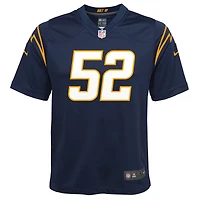 Maillot de match Nike Khalil Mack bleu marine des Los Angeles Chargers pour jeune