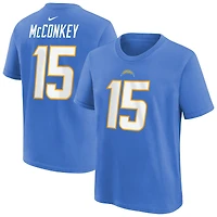 T-shirt Nike Ladd McConkey bleu poudre pour jeune, avec nom et numéro du joueur des Los Angeles Chargers