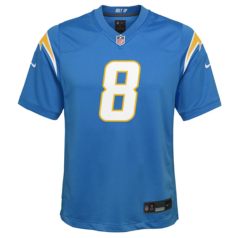 Maillot Nike Omarion Hampton bleu poudre pour jeune des Los Angeles Chargers
