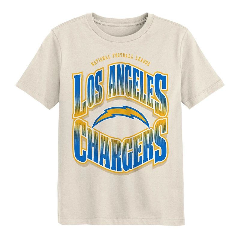 T-shirt crème Youth Outerstuff Los Angeles Chargers Huddle