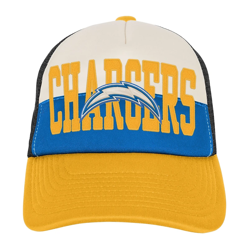Youth White/Gold Los Angeles Chargers Modern Fan Trucker Adjustable Hat