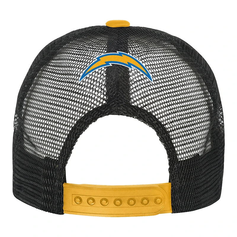 Youth White/Gold Los Angeles Chargers Modern Fan Trucker Adjustable Hat