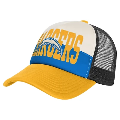 Youth White/Gold Los Angeles Chargers Modern Fan Trucker Adjustable Hat