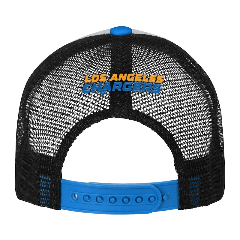 Youth White/Powder Blue Los Angeles Chargers Essentials Trucker Adjustable Hat