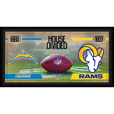 Collage de football américain encadré 10" x 20" : Los Angeles Chargers contre Los Angeles Rams