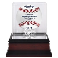 Vitrine de présentation en acajou avec logo de baseball des Dodgers de Los Angeles, champions de la Série mondiale 2024