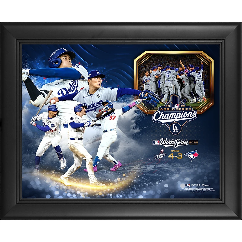 Collage encadré des champions des World Series 2025 des Dodgers de Los Angeles ( 11 x 14 pouces)