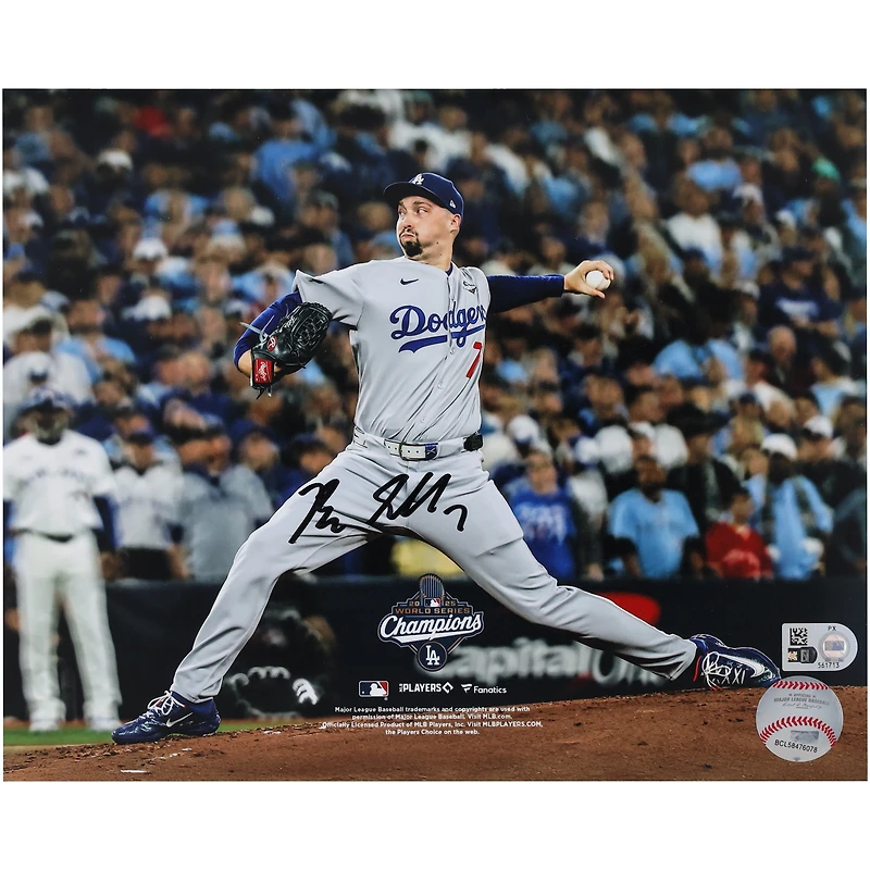 Photographie autographiée de Blake Snell, champion des World Series 2025 des Dodgers de Los Angeles (8" x 10")